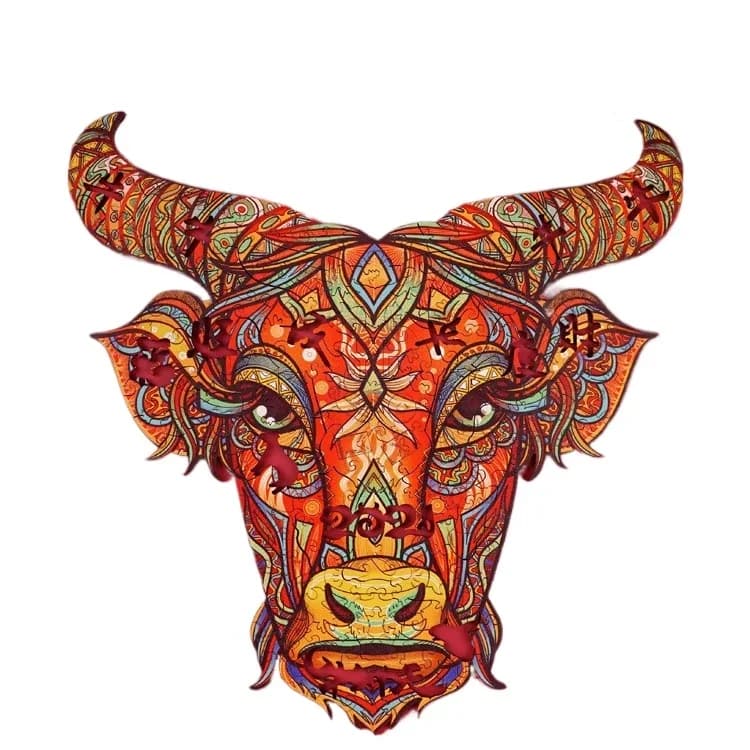 Wooden Puzzle Chinese Bovine Bovine Animal Head Puzzle Year of the Ox Natal Year