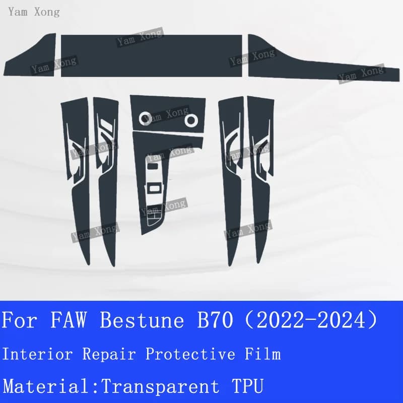 Car Interior Protective Film For FAW Bestune B70S (2023-2025) Anti Scratch Shield Skin Sticker Dashboard Center Console Cover