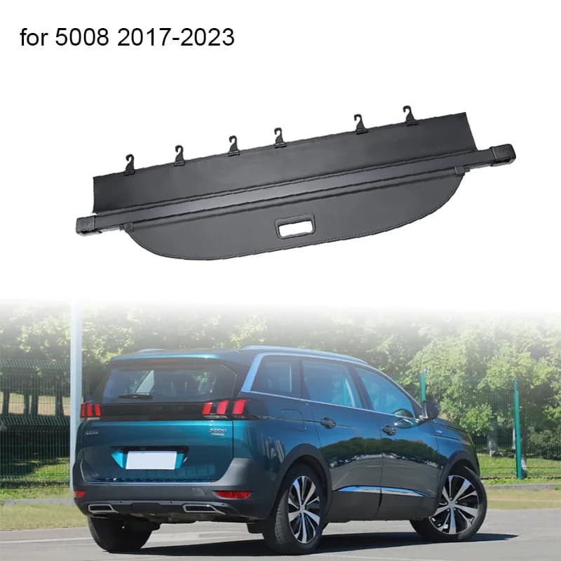 Trunk Curtain Cover Organizer For Peugeot 5008 2017-2023 Rear Rack Partition Shelter Shield Shade Luggage Cargo Privacy Storage