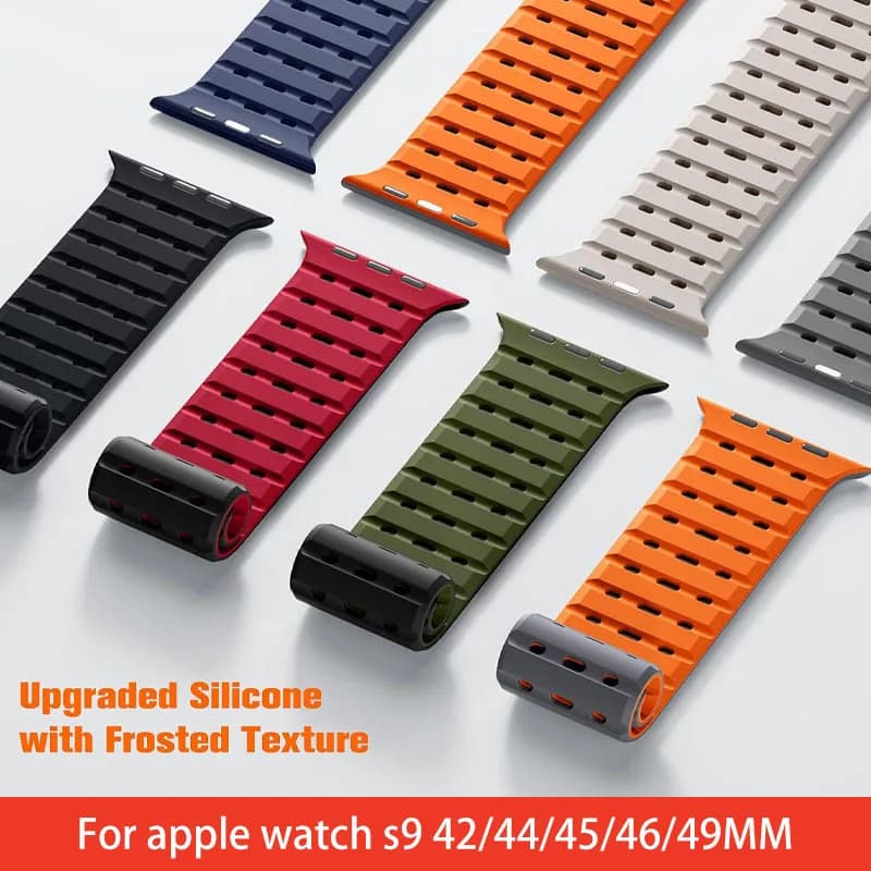 For apple watch s9 42/44/45/46/49MM watch strap Replace wristband for iwatch Silicone Sports Strap Wristband