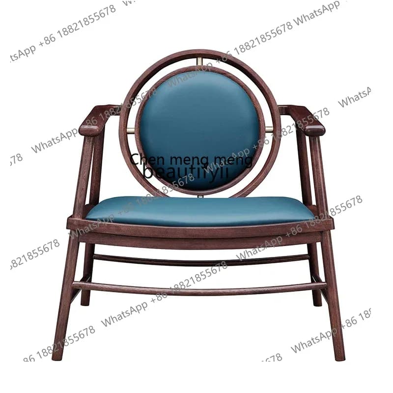 A182 C Solid wood balcony casual sofa chair new Chinese-style small apartment living room household leather backrest single chai