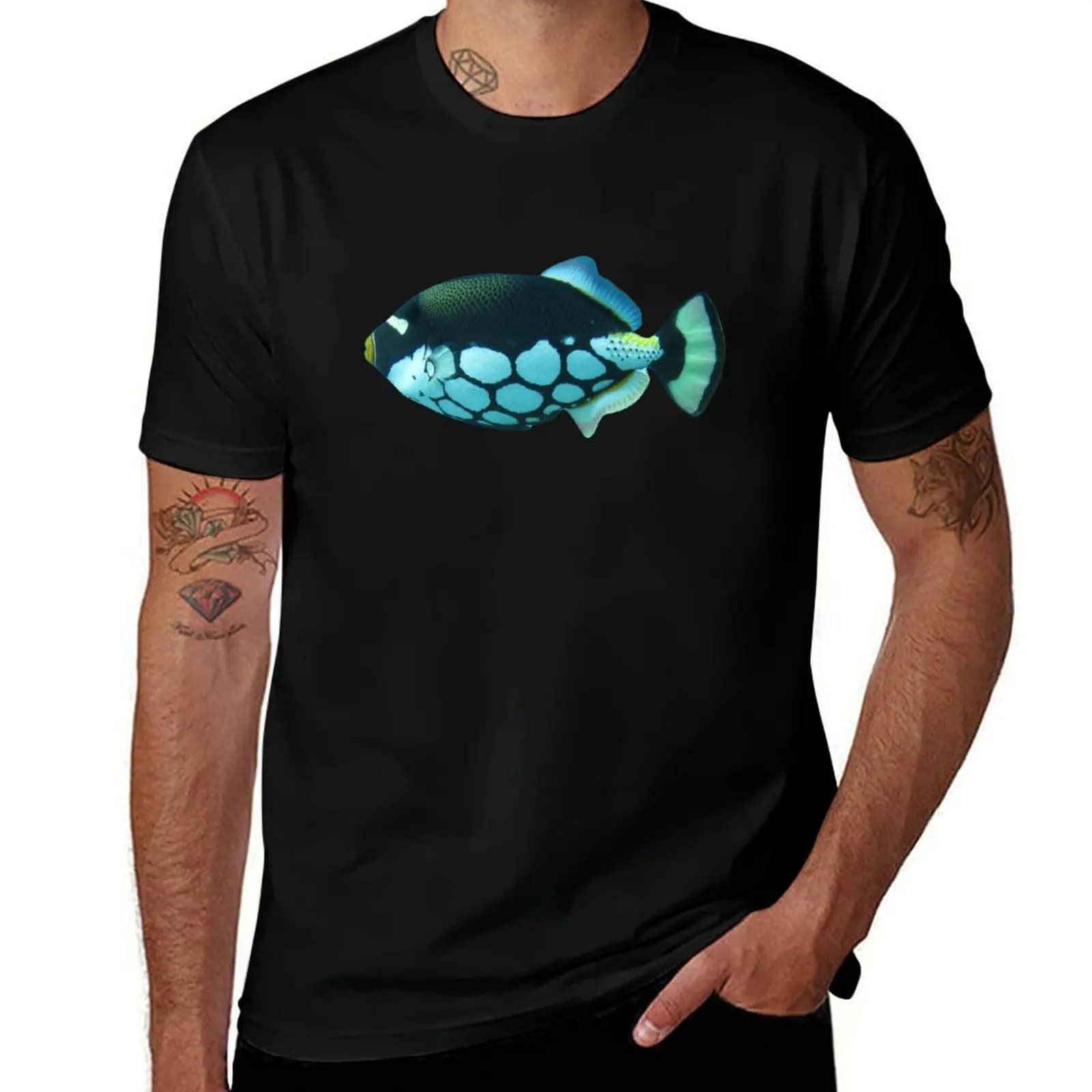 clown trigger Fish T-Shirt Fashion Casual Short Sleeve Top T-Shirt