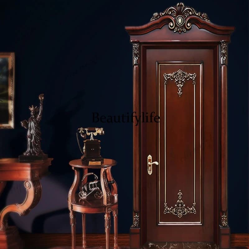 Light luxury classical European carved gold painting suit indoor bedroom home villa kitchen glass bathroom study solid wood door