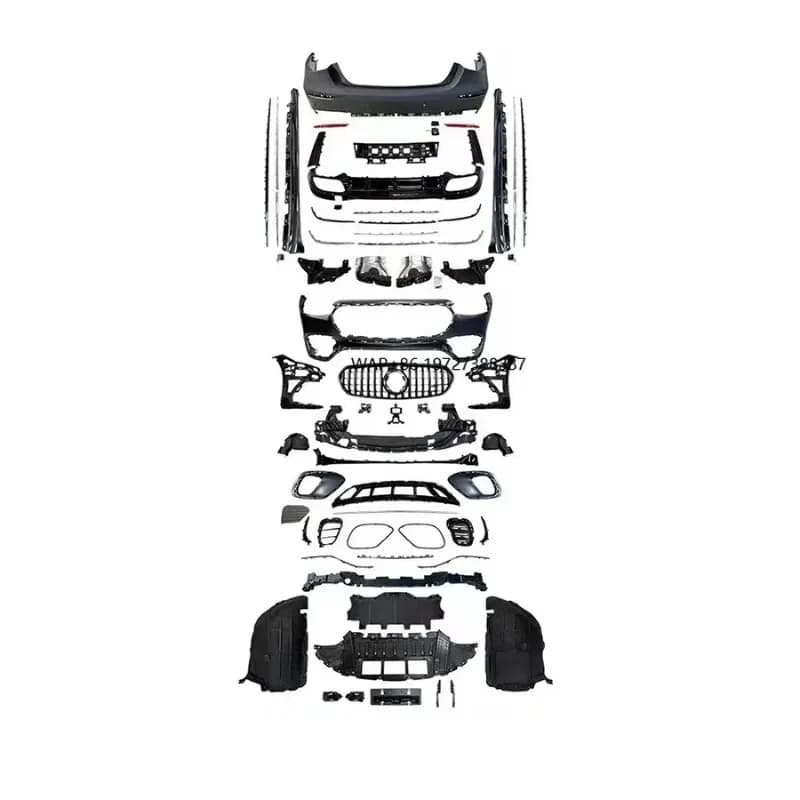 TI Style Front Bumper Grille Body Kit for S Class W223 S63 2020 - Rear Bumper Side Skirts Accessory