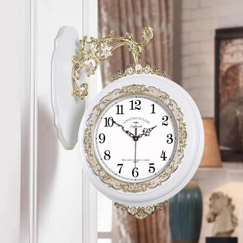 20 Inches Two Sides Wall Clock European Style Digital Clock Restaurant Mute Quartz Clock Corridor Mural Watch Home Decor Items