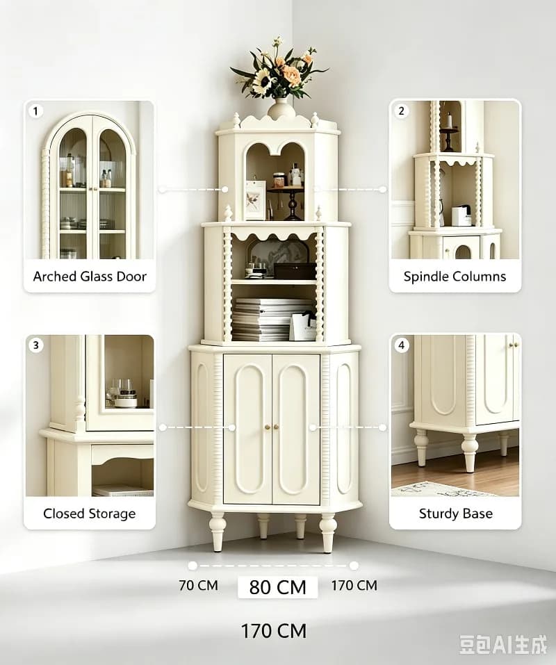 cream style solid wood floor corner cabinet bookshelf living room home corner bedroom locker