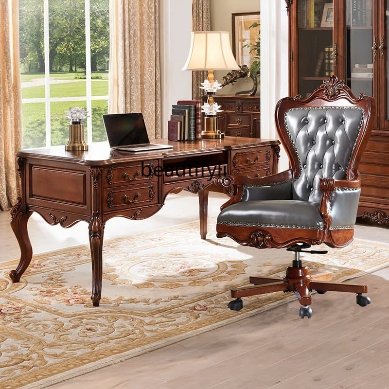 American Country Style Home Computer Desk Bedroom Vintage Solid Wood Writing Desk Office Desk