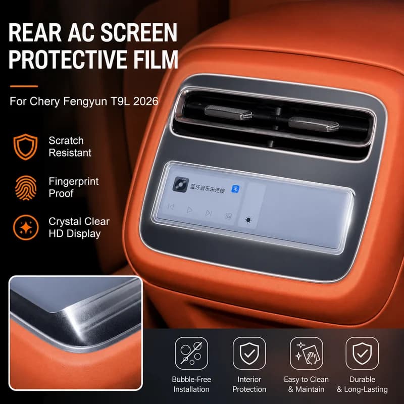 For Chery Fengyun T9L 2026 Interior Protective Film, Rear Air Conditioner Screen Film, Dashboard Interior Sticker Trim
