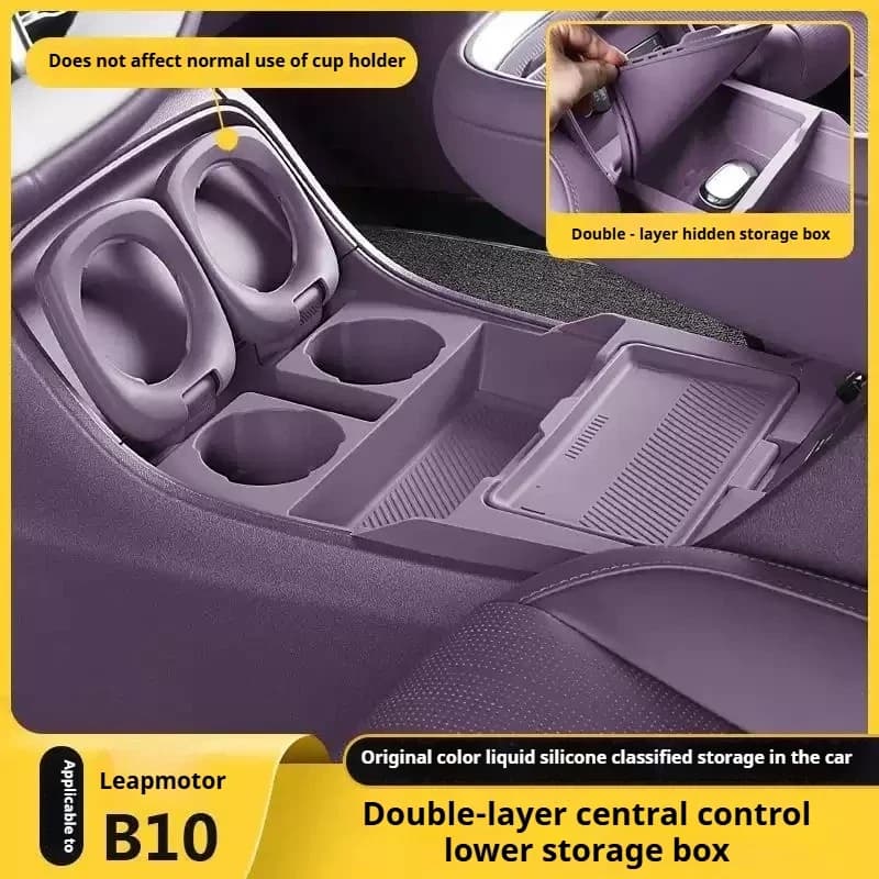 For LeapmotorB10 Car Storage Box Under Central Control Original Vehicle Color Silicone Waterproof Scratch Resistant Protection
