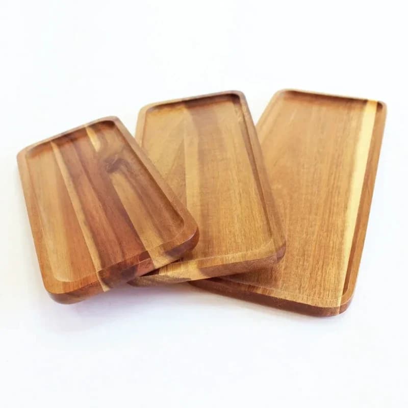 Delicate quality smooth texture warm natural acacia tray wooden board bowl set