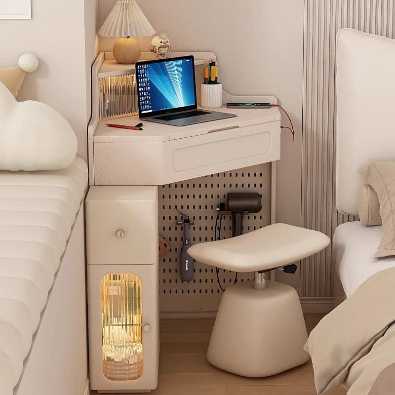 Beige Storage Vanity Table European Aesthetic Space Saving Modern Vanity Desk Organizer Luxury Penteadeira Feminina Furniture