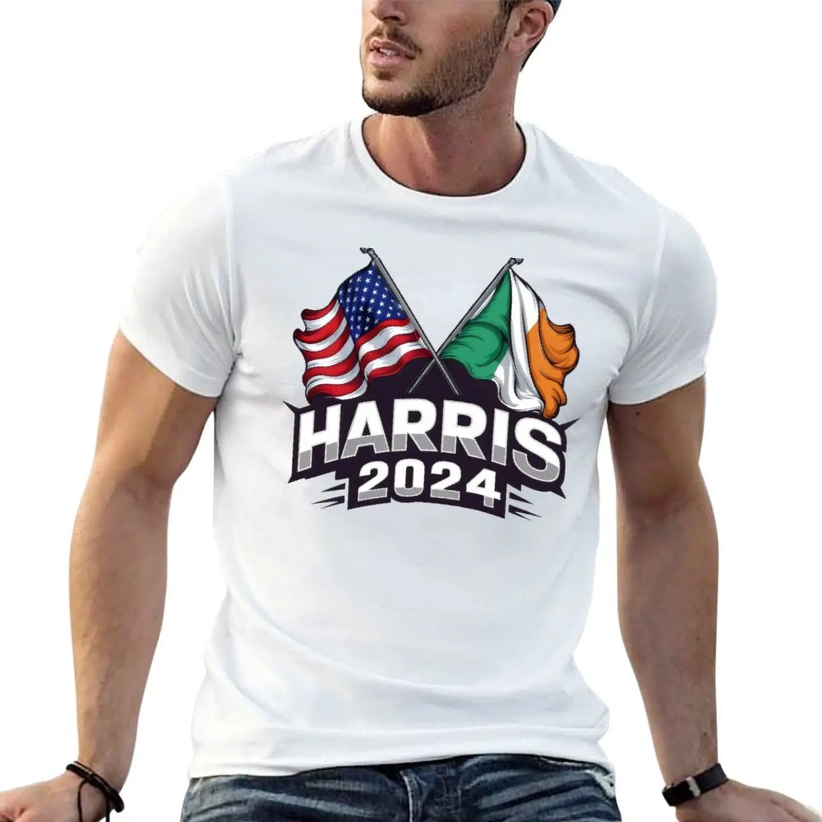 Kamala Harris 2024 - Irish American Design T-Shirt croswit shirt man funny costumes mens cotton t shirts