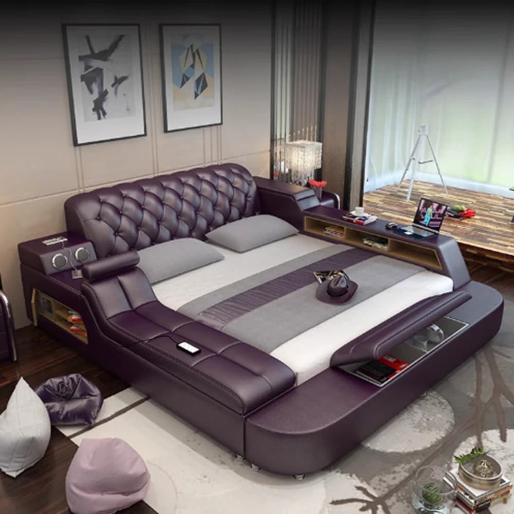 Unique Upholstered Bed Aesthetic Reading Smart Dressers Bed Headboards Lounge Big Muebles Para Dormitorio Home Accessories