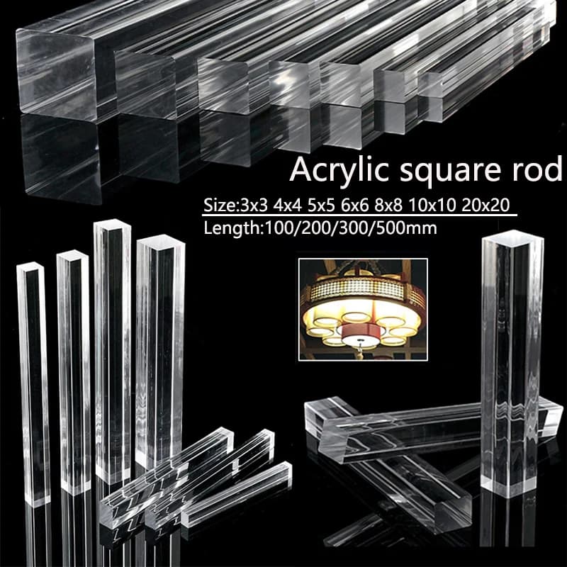 1-20pcs Acrylic Square Rods 3x3/4x4/5x5/6x6/8x8/10x10/15x15/20x20mm Length 100mm-500mm Acrylic Dowel Rods Sticks