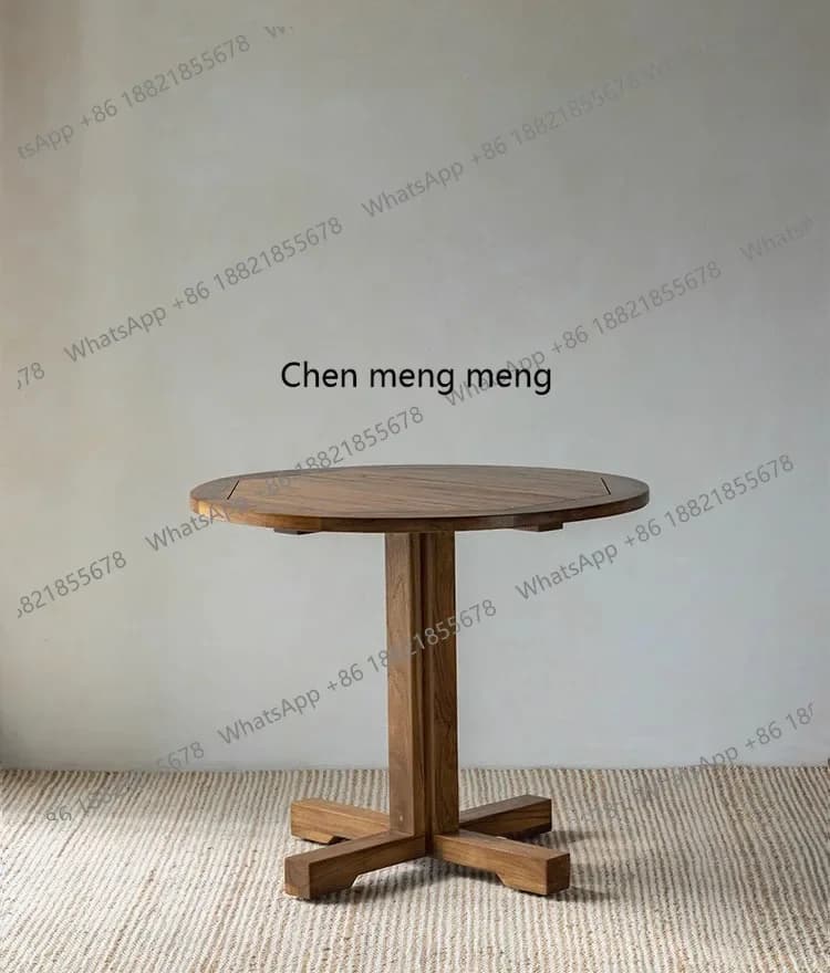 H Teak round dining table wabi retro style, home bed and breakfast all solid wood coffee table