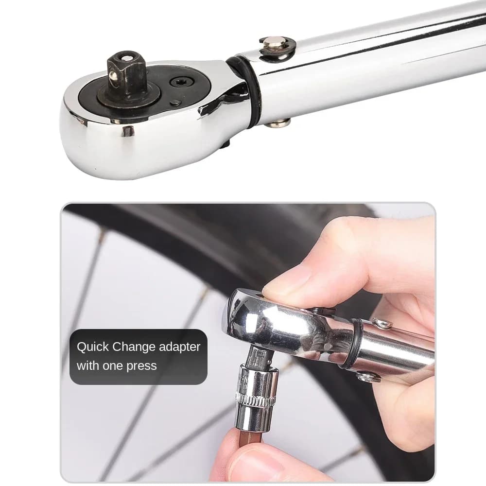 15Pcs Set Bicycle Torque Wrench Set, 1/4" 2-24Nm Dual Direction Bike Allen Key Tools Socket Preset Type Spanner Pro Repair  Kits