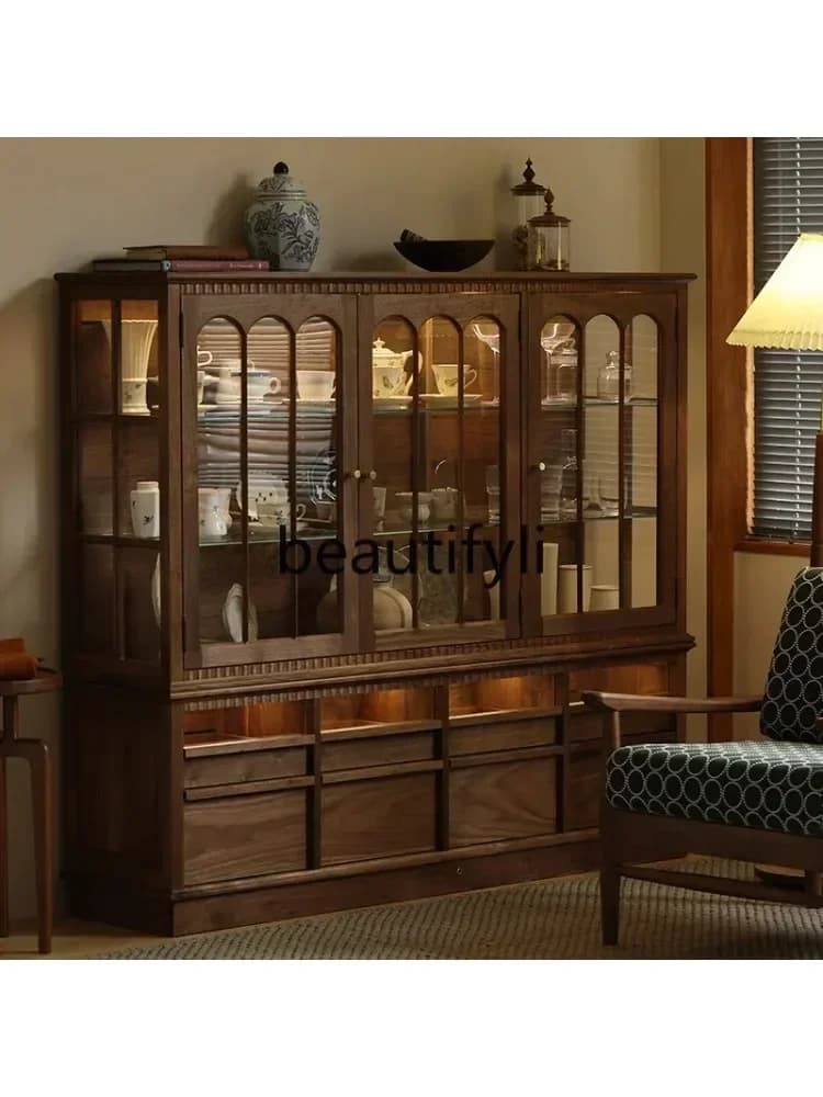 New arrive Vintage tea set, porcelain glass display cabinet, black walnut side cabinet, figure locker.