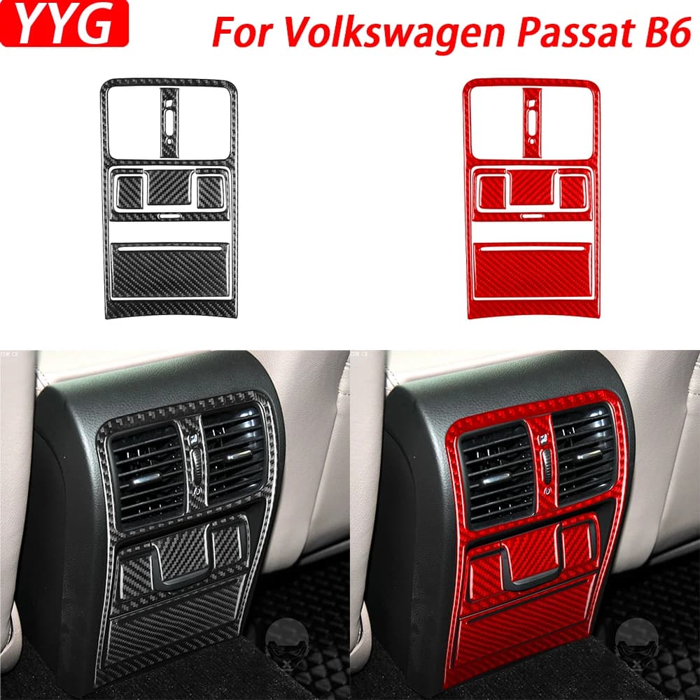 For Volkswagen VW Passat B6 2006-2011 Carbon Fiber Rear Air Conditioning AC Outlet Panel Trim Interior Car Accessories Sticker