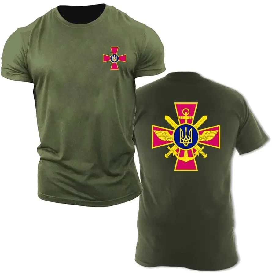 Ukraine Ukrainian Souvenir Coat Of Arms Tee Men's 100% Cotton Casual T-shirts Loose Top Size S-3XL