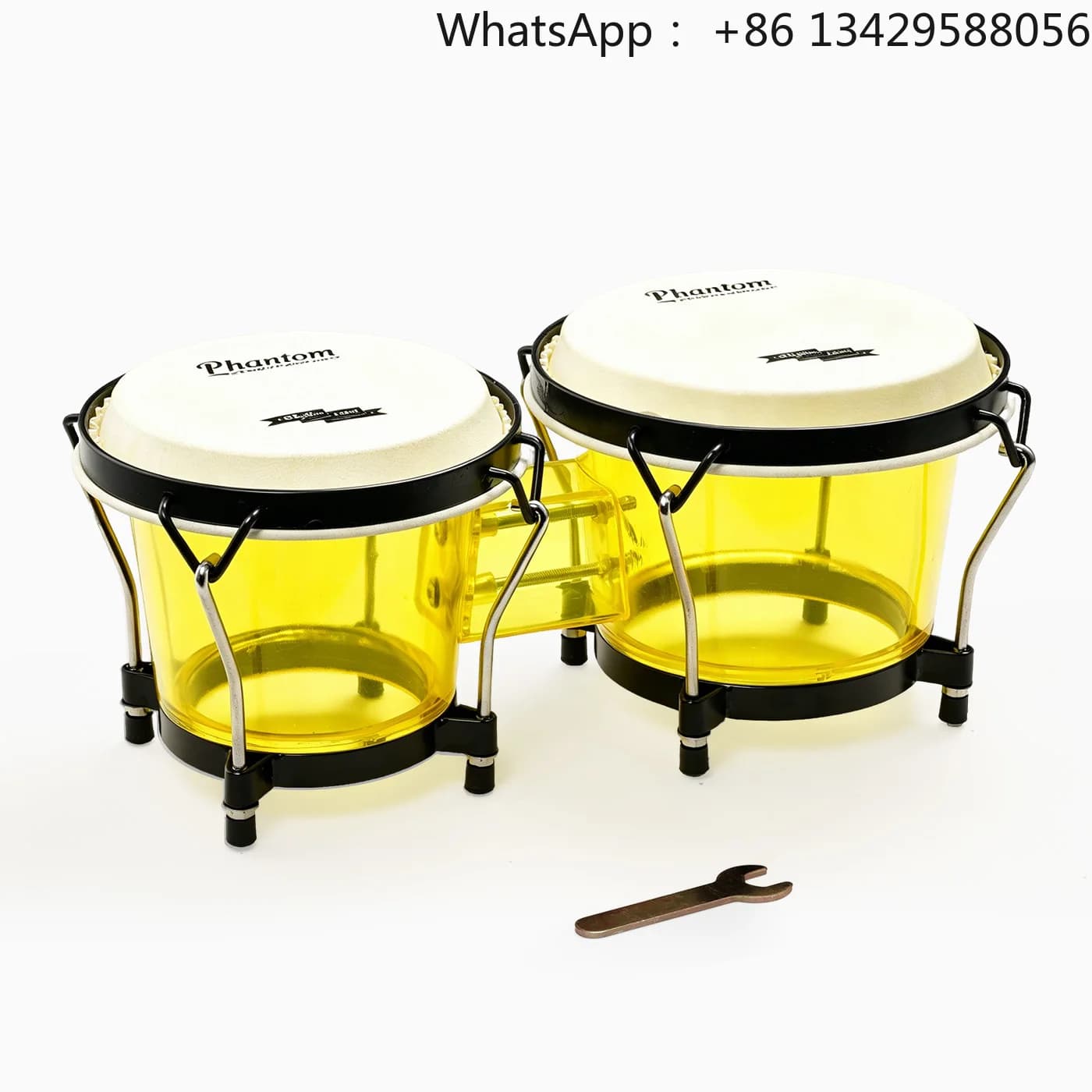 Professional Design Acrylic Bongo Drum 6" & 7" Set with Tuning Wrench Goatskin Head OEM Custom Logo Factory Wholesale