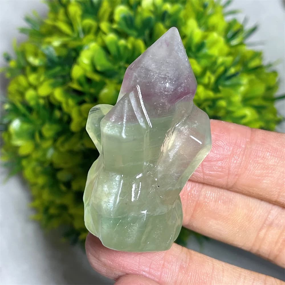 Crystal Natural Fluorite Tower Point Cluster Stone Carving Mineral Specimen Polished Quartz Home Room Decoration Gift Energy