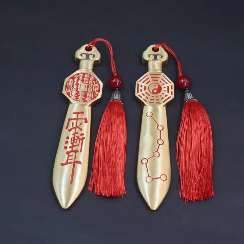 Taoist Brass Seven-Star Sword Bagua Zwei Forbidden Pendant Rain Gradual Ear Peace Amulet Car Keychain Ornament