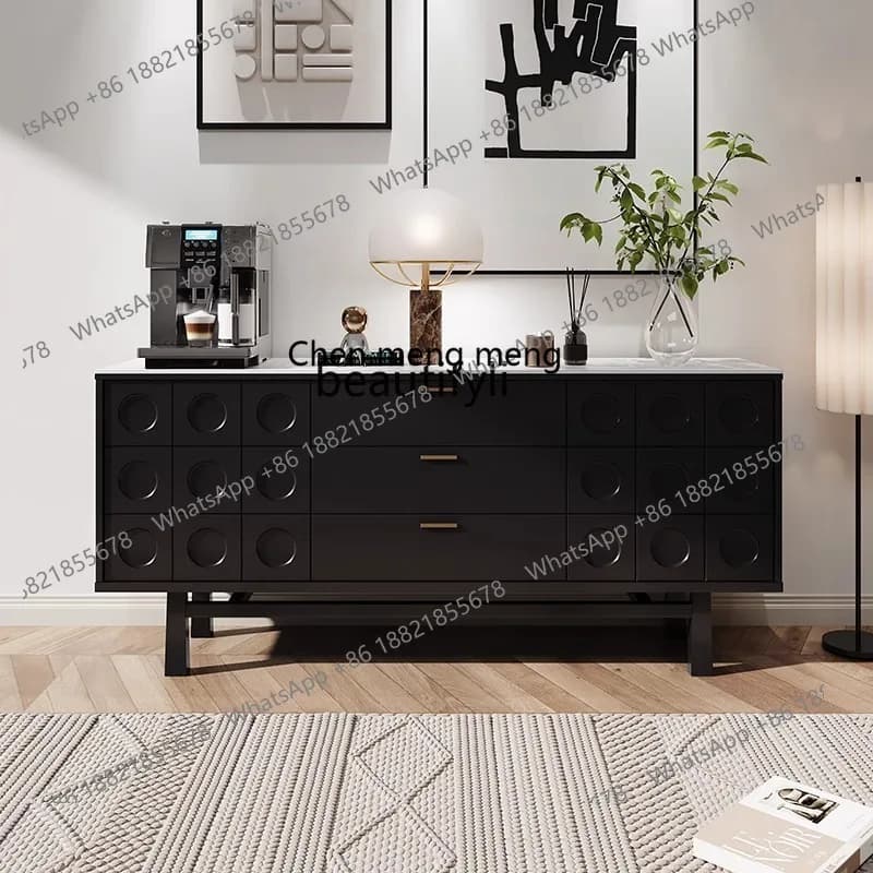 X  Solid wood dining side cabinet, light luxury high-end rock slab storage, decorative storage cabinet