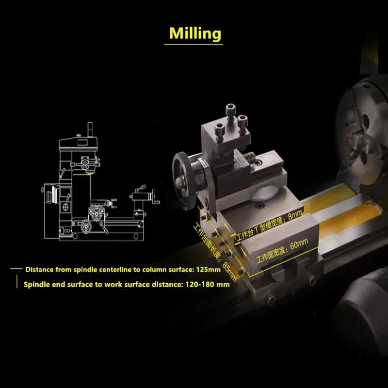 CT125  AT125  Mini Lathe Mill Drill Combo Drilling and Milling Lathe Machine for Sale From Factory