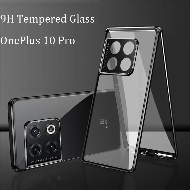 For OnePlus 10 Pro 5G Magnetic Adsorption Tempered Glass Phone Case For One Plus 10 Pro 5G 360 Double-Sided Protector Flip Cover