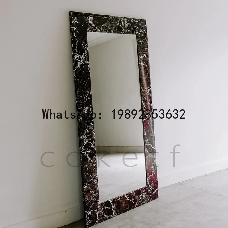 CC Light Luxury Marble Rectangular Dressing Mirror, Living Room Bedroom Fitting Mirror, Wall-mounted Full-body Floor Mirror