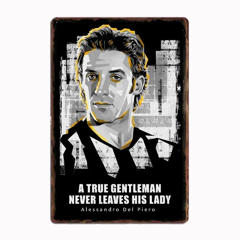 Art  Alessandro Del Piero Soccer Player Poster Football Player Metal Sign Club Indoor Room Decor Custom Tin Home Wall Decor