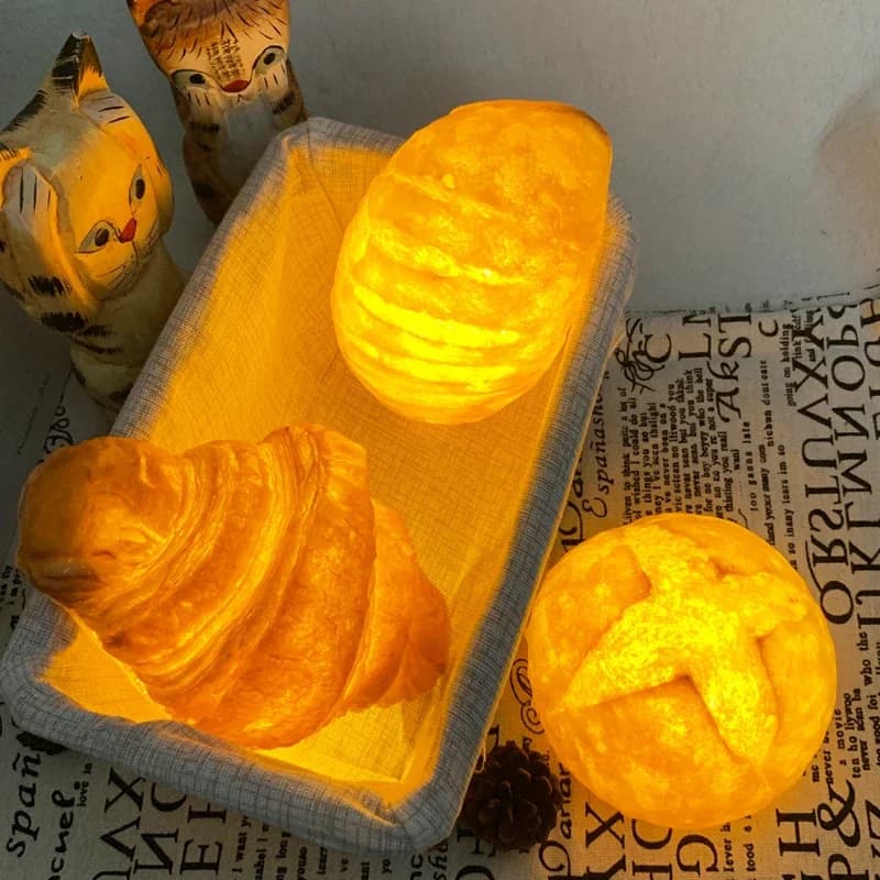 Creative Led Croissant Bread Light Simulation Bakery Lamp for Home Baking Room Decor Christmas Kids Gift Night Light