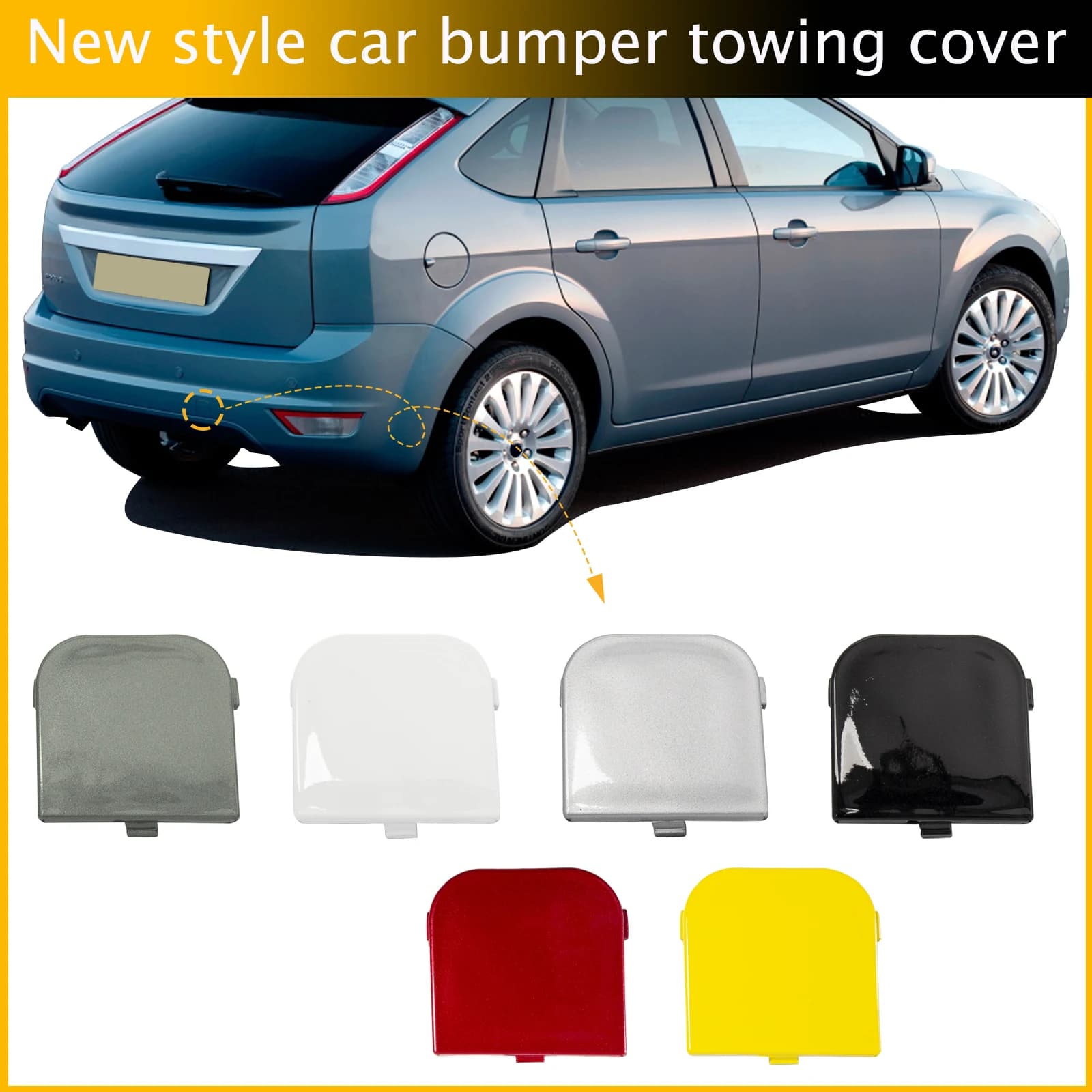 Rear Bumper Tow Hook Cap Towing Eye Cover For Ford Focus MK2 II 2008-2010 Hatchback 1521653 8M51 A17K922 Car Accessories