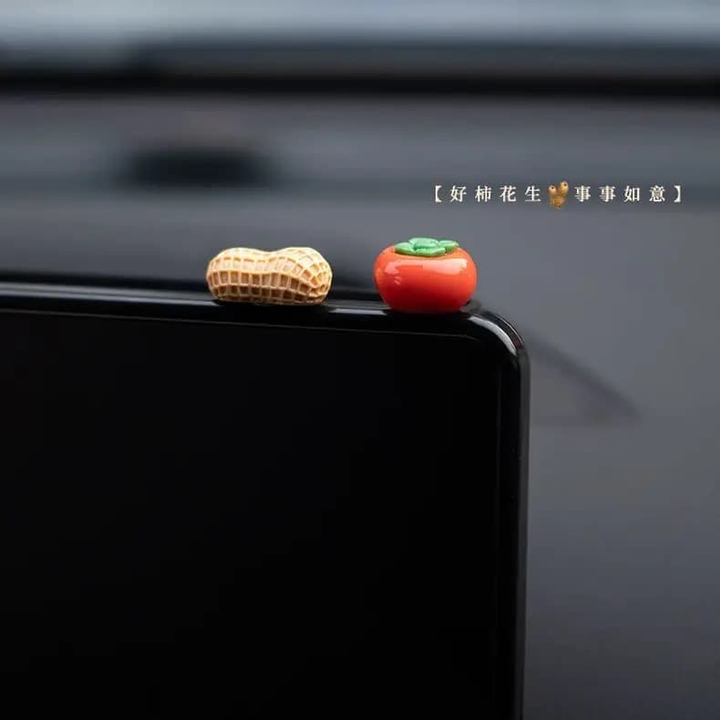 Car ornaments center console personalized cartoon persimmon peanut car display screen decoration stickers