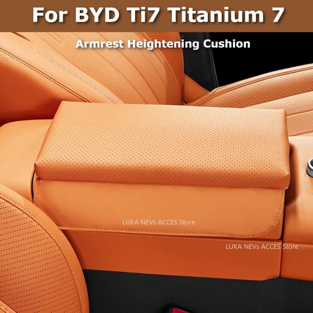 For BYD Ti7 Leopard Titanium 7 Leather Armrest Heightening Cushion Center Console Protector Armrest Box Cover Interior Upgrade