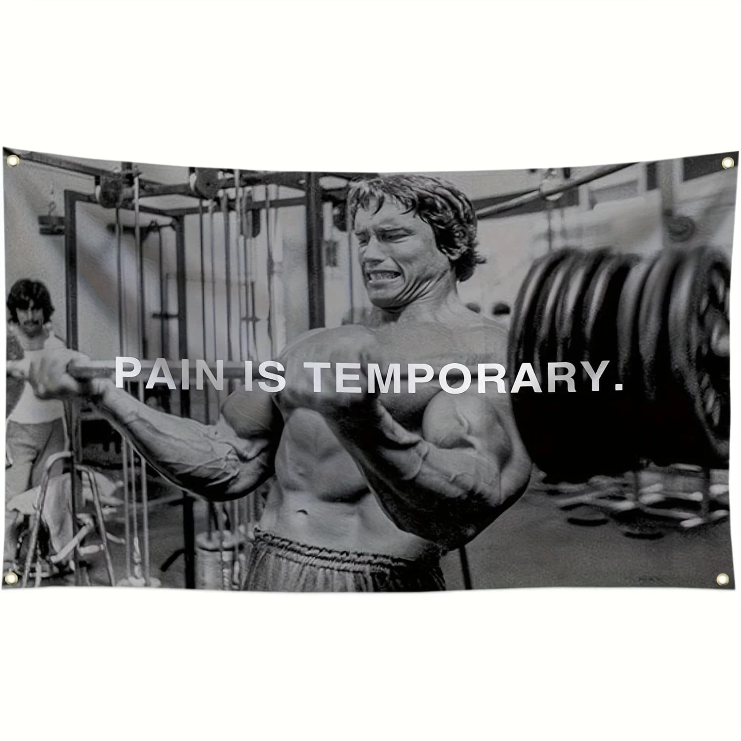 1pc Motivational Gym Flag Banner with 4 Holes- "Pain Is Temporary" Workout Wall Decor, 60x90cm/ 90x150cm Banner for Home Decor
