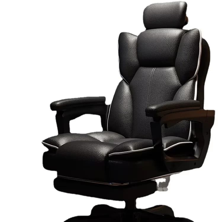 Polyurethane Leather Modern Luxury Adjustable High Back Executive Ergonomic Swivel Office Chair with Headrest