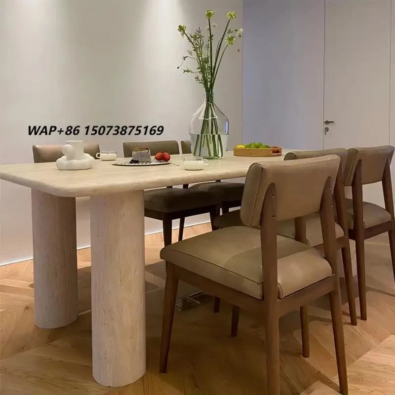 Customized Marble-Dining-Table Durable Modern Style Design Italy Stone Top Big-Dining-Table