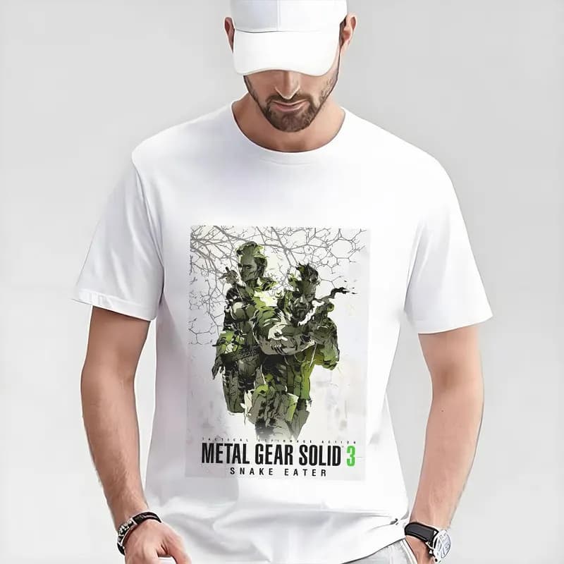 Metal Gear Solid MGS Game Gift T‑Shirt for Gamer 0315 Unisex Cotton Short Sleeve Tees Solid Snake Graphic Print Streetwear Tops