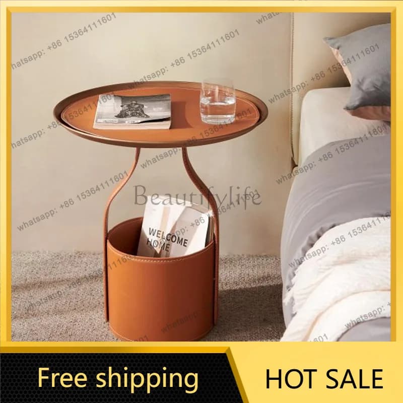 LS simple modern sofa fashionable Nordic round designer creative small coffee table can store light luxury