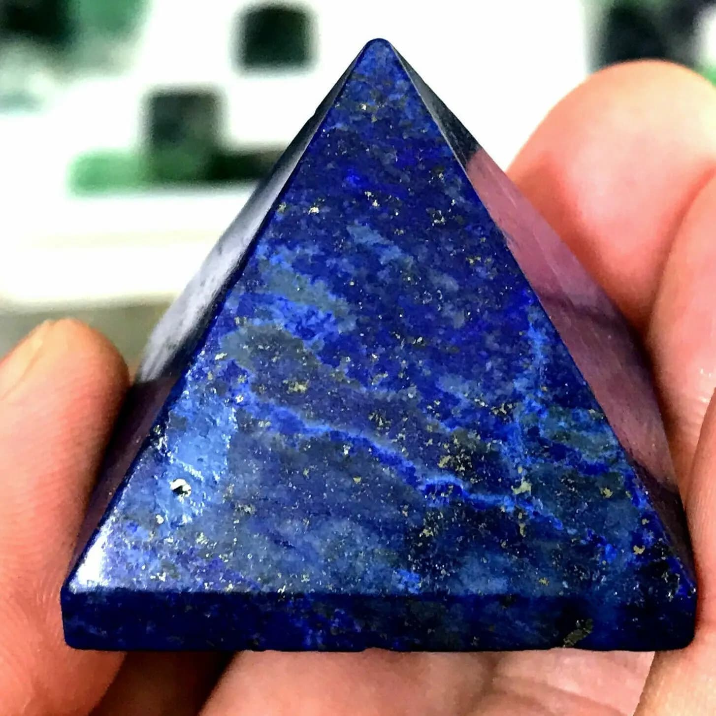 AAA +Top Pure Natural Lapis Lazuli Pyramid Crystal Chafen Quartz Wand Healing 1pc30-80mm