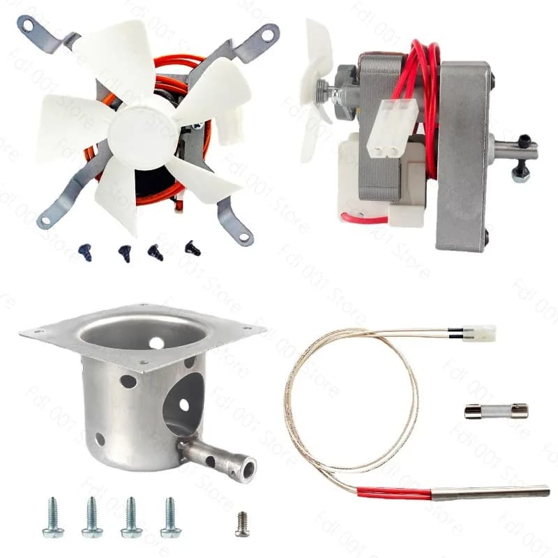 Pellet Grill Replacement Parts Kit: 120V 1.6RPM Motor, Fan, Ignition Rod & Fire Pot, 4-in-1 Repair Set for Smoker