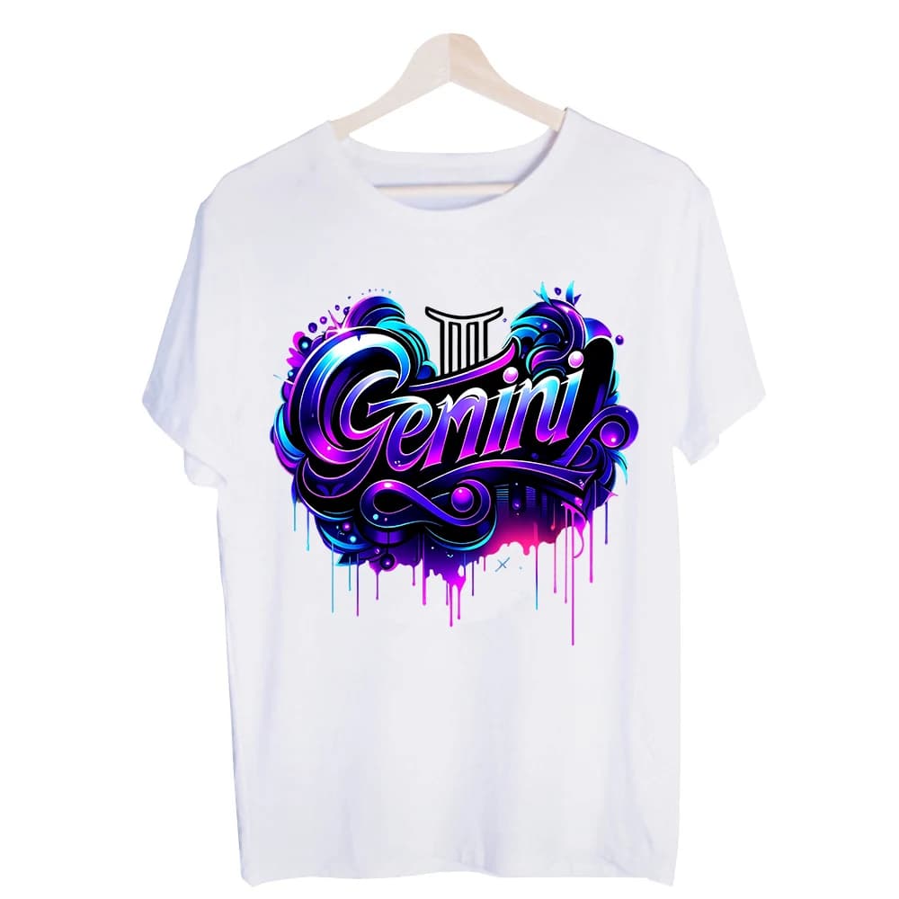 Men's Zodiac Gemini Typography Graphic Tee, Short Sleeve Crew Neck Streetwear T-Shirt for Casual Daily Wear