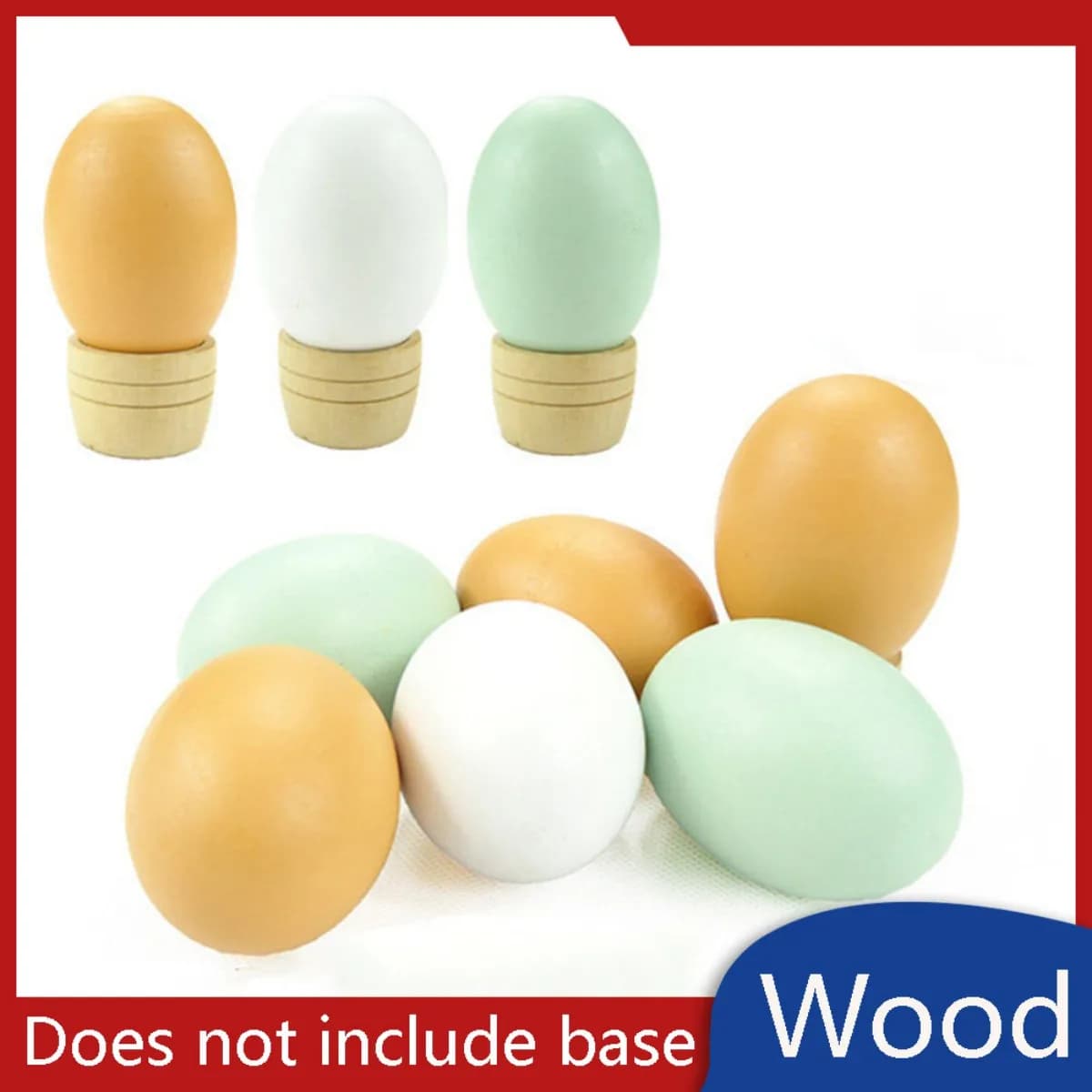 Solid Wooden Egg Children’s Wood Toys Writeable Drawable Woodworking Material for DIY / Decorating / Kids Play