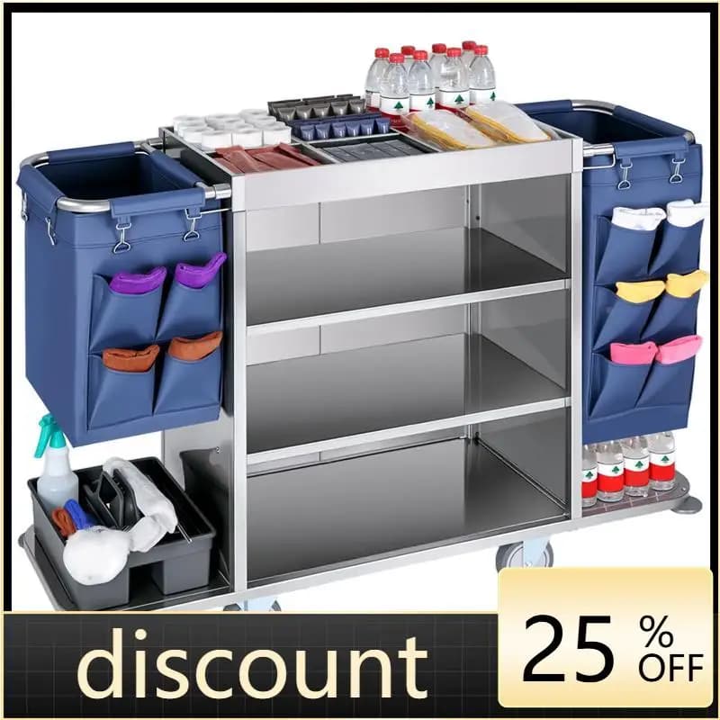 LMM guest room linen cart collection trolley stainless steel multi-function