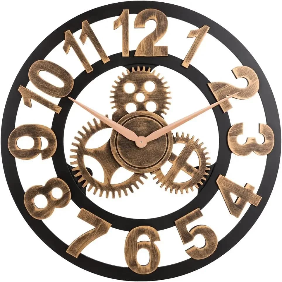 Noiseless Silent Non-Ticking Wall Clock Large 3D Retro Rustic Country Decorative Clock Luxury Art Big Wooden Vintage Wall Clocks