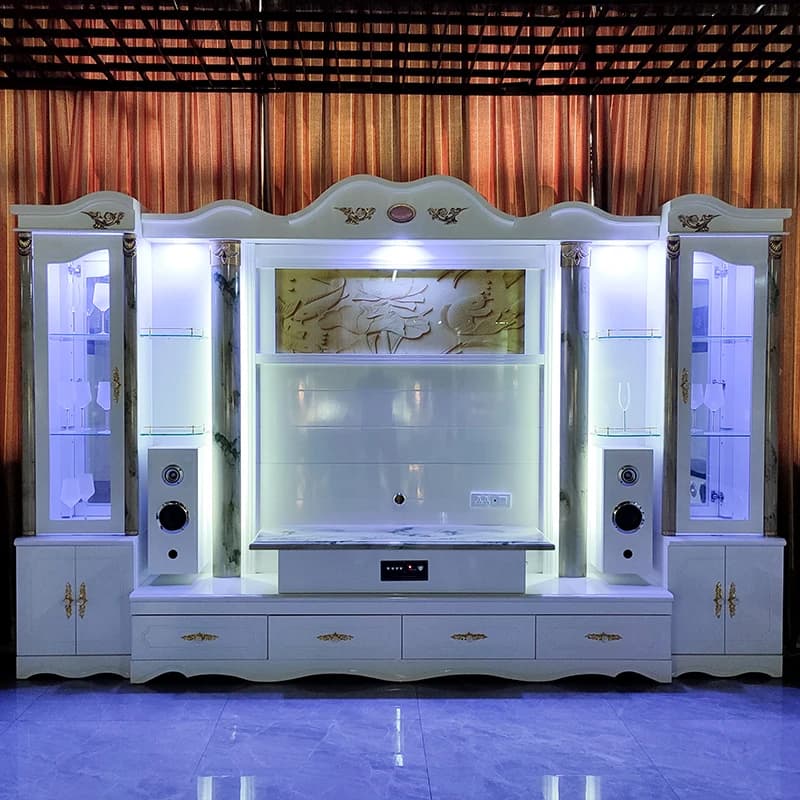 TV Modern Luxury Classic Luxury White MDF TV Stand Furniture Modern Home Wooden Living Room Wall Unit TV Cabinet