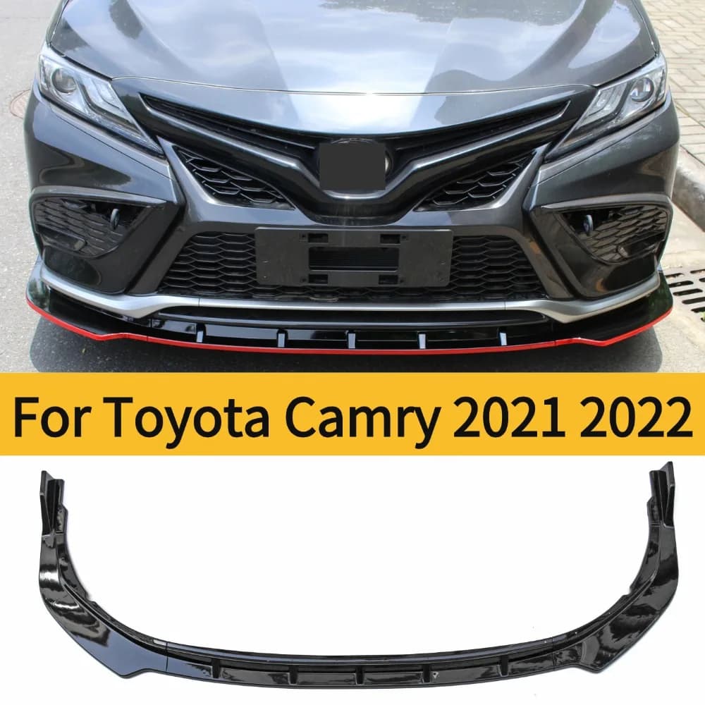 For 2021 2022  3PCS Toyota Camry Front Bumper Lip Chin Splitters Glossy Black ABS Material Decoration Splitter Tuning Accessorie