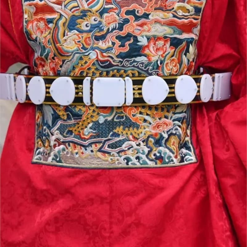 Ancient Men's Uniforms Ming Dynasty Belt Acrylic Imitation Plain Jade Belt Robe Belt Hanfu Accessories Stage Props Waist Belt