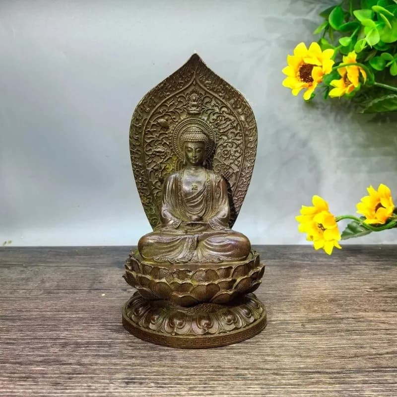 Antique Tibetan Buddhism Sakyamuni Buddha Statue Religious Sculpture Home Meditation Worship Altar Decorations